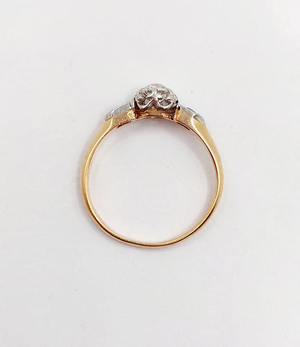 Bague 56.5 Bague solitaire antique en or rose 18k et diamant taille ancienne 58 Facettes A07438