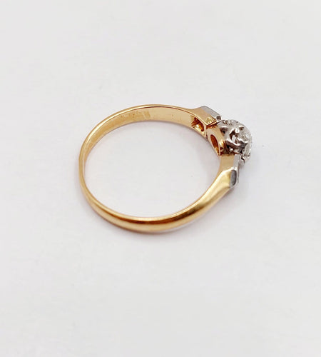 Bague 56.5 Bague solitaire antique en or rose 18k et diamant taille ancienne 58 Facettes A07438