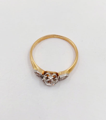 Bague 56.5 Bague solitaire antique en or rose 18k et diamant taille ancienne 58 Facettes A07438