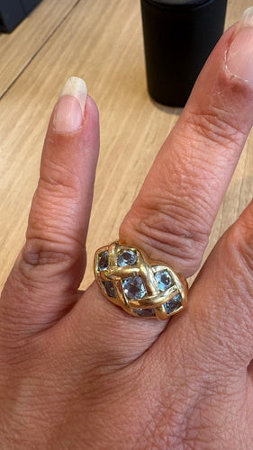 Bague 52 Bague en or jaune et aigue-marine 58 Facettes Bague 001