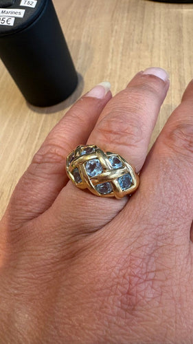 Bague 52 Bague en or jaune et aigue-marine 58 Facettes Bague 001
