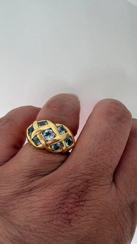 Bague Bague en or jaune et aigue-marine 58 Facettes Bague 001