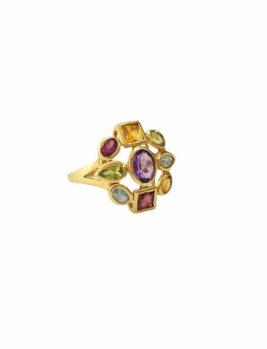 Bague 58 Bague Cocktail Tutti Frutti en or jaune 58 Facettes Bag-1953