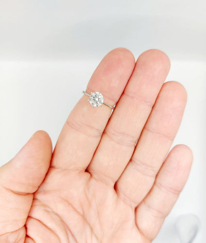 Bague 51 Bague solitaire vintage en or blanc 14k et diamant 58 Facettes A07446
