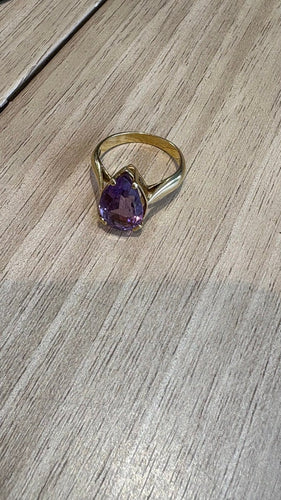 Bague 52 Bague en or jaune et améthyste poire 58 Facettes Bague 001