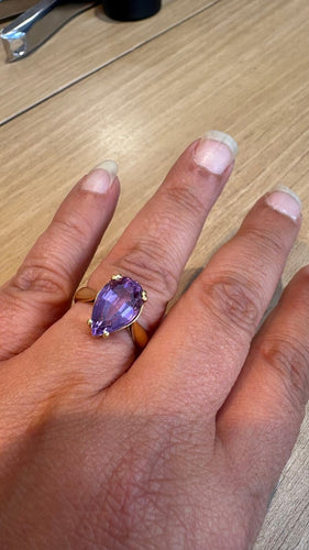 Bague 52 Bague en or jaune et améthyste poire 58 Facettes Bague 001