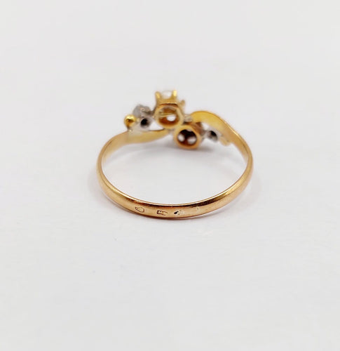 Bague 52 Bague toi et moi en or 18K, diamants taille rose et perle 58 Facettes A07450