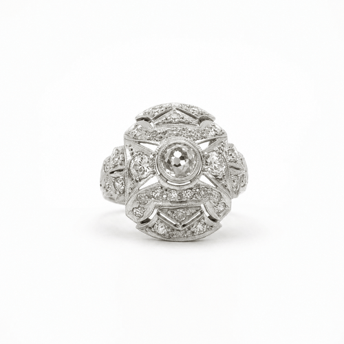 Bague 54 Art déco - Bague en platine et diamants 58 Facettes 1.0001540/1
