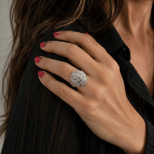 Bague 54 Art déco - Bague en platine et diamants 58 Facettes 1.0001540/1