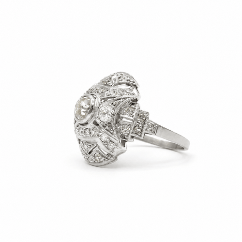 Bague 54 Art déco - Bague en platine et diamants 58 Facettes 1.0001540/1
