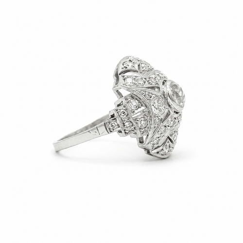 Bague 54 Art déco - Bague en platine et diamants 58 Facettes 1.0001540/1