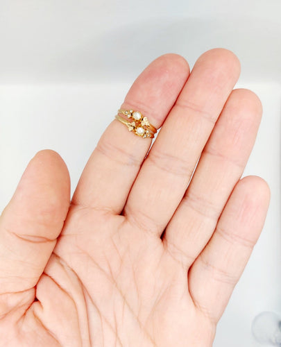 Bague 52 Bague toi et moi victorienne en or rose 18k et perles 58 Facettes A07451