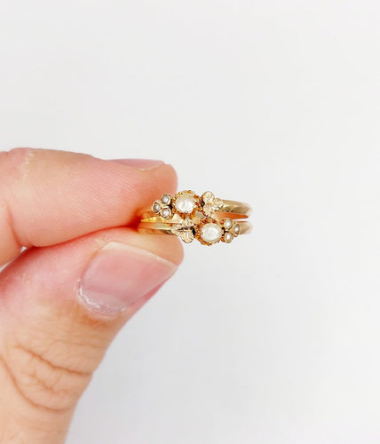 Bague 52 Bague toi et moi victorienne en or rose 18k et perles 58 Facettes A07451