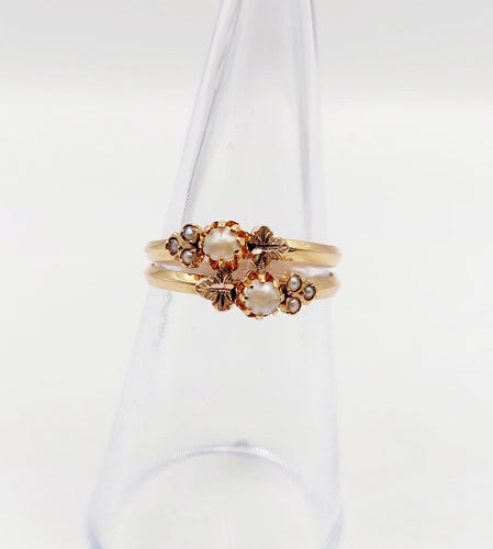 Bague 52 Bague toi et moi victorienne en or rose 18k et perles 58 Facettes A07451