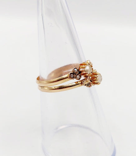 Bague 52 Bague toi et moi victorienne en or rose 18k et perles 58 Facettes A07451