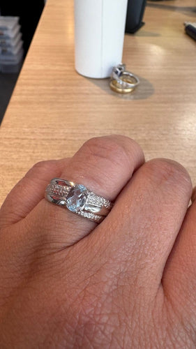 Bague 58 Bague en or blanc et aigue-marine 58 Facettes Bague 001