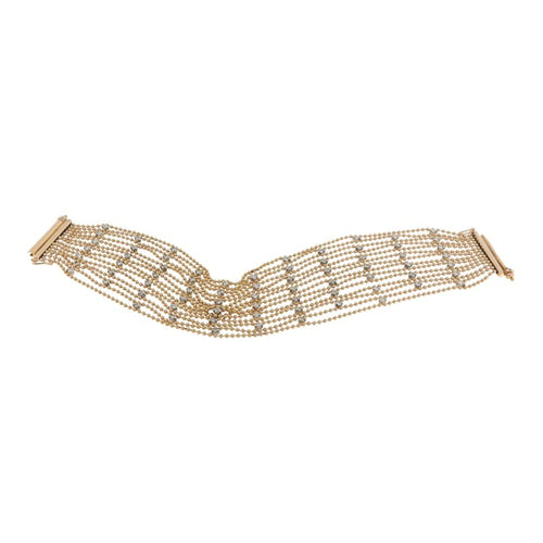 Bracelet Bracelet souple en or jaune et blanc avec diamants 58 Facettes G3971