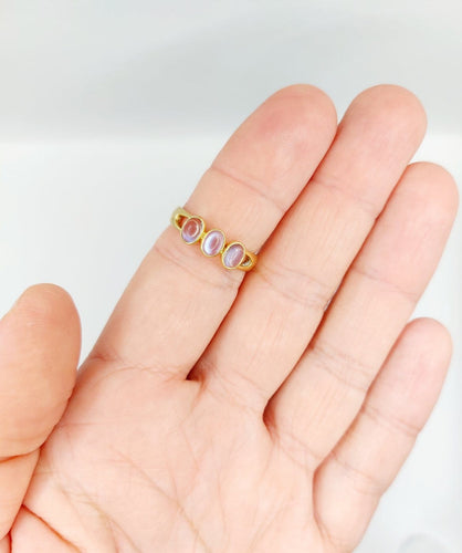 Bague 58 Bague jonc vintage en or 18k et pierres de lune 58 Facettes A07457