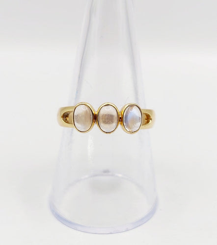 Bague 58 Bague jonc vintage en or 18k et pierres de lune 58 Facettes A07457