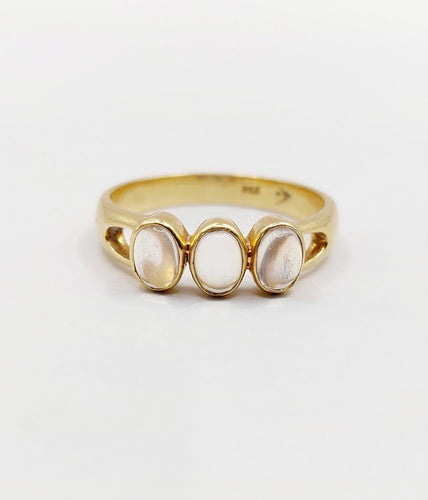 Bague 58 Bague jonc vintage en or 18k et pierres de lune 58 Facettes A07457