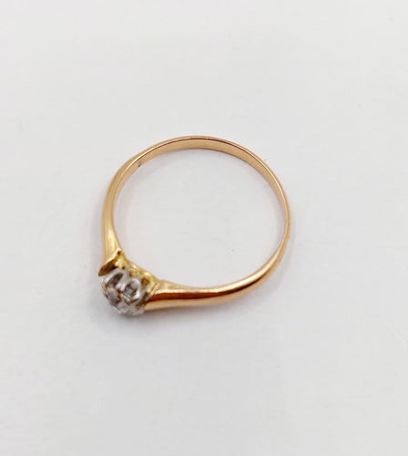 Bague 54 Bague solitaire antique en or rose 18k, platine et diamant 58 Facettes A07458