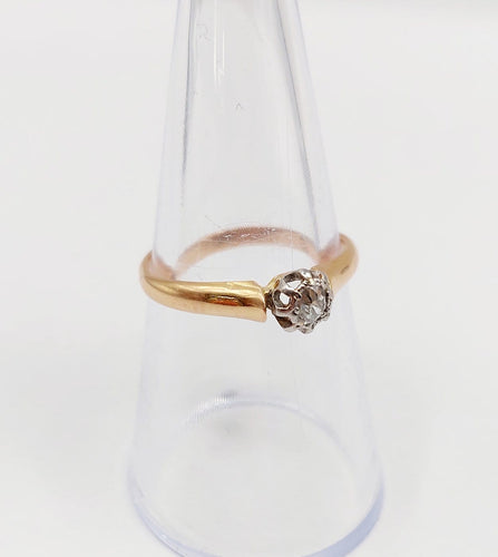 Bague 54 Bague solitaire antique en or rose 18k, platine et diamant 58 Facettes A07458
