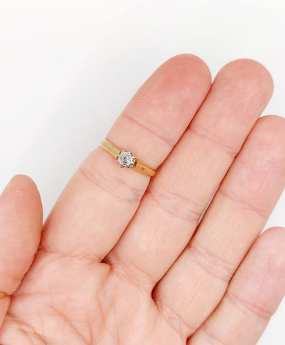 Bague 54 Bague solitaire antique en or rose 18k, platine et diamant 58 Facettes A07458