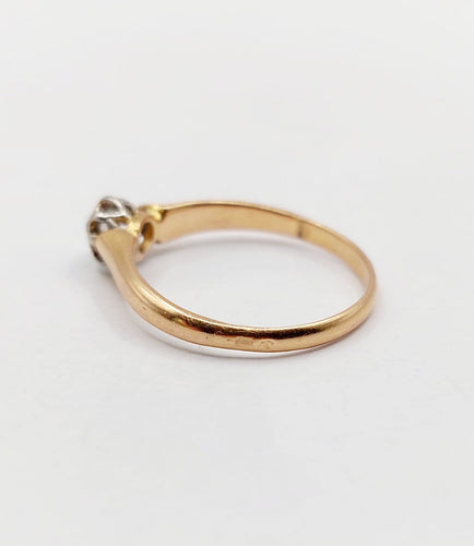 Bague 54 Bague solitaire antique en or rose 18k, platine et diamant 58 Facettes A07458