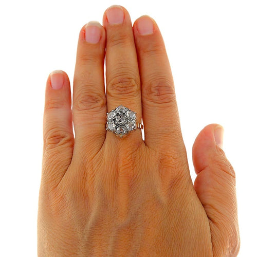 Bague 52 Bague style ancien en or rose, argent et diamants taille rose 58 Facettes G3973