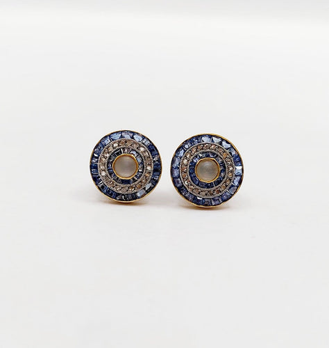 Boutons de col Art déco en or 18K, perle, diamants et saphirs 58 Facettes A07461