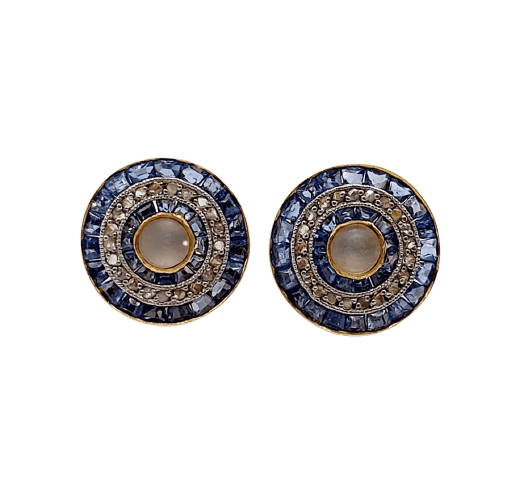 Boutons de col Art déco en or 18K, perle, diamants et saphirs 58 Facettes A07461