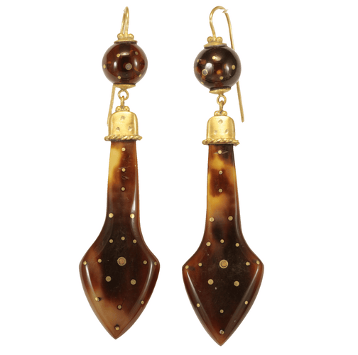 Boucles d'oreilles Boucles d'oreilles anciennes en écaille piquée d'or 14K 58 Facettes 7414