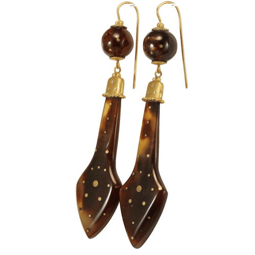 Boucles d'oreilles Boucles d'oreilles anciennes en écaille piquée d'or 14K 58 Facettes 7414