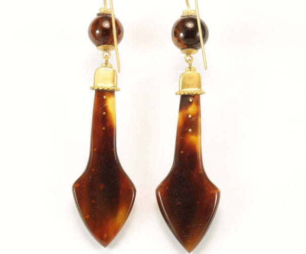 Boucles d'oreilles Boucles d'oreilles anciennes en écaille piquée d'or 14K 58 Facettes 7414