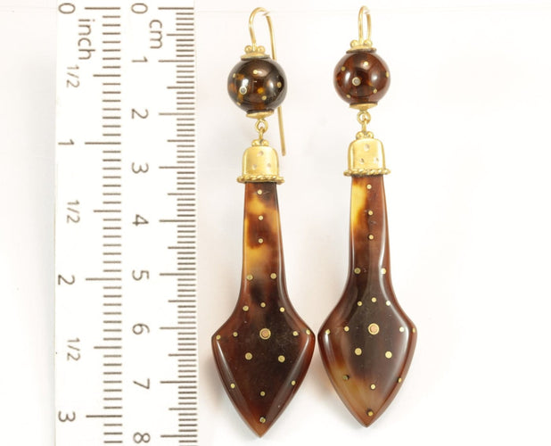 Boucles d'oreilles Boucles d'oreilles anciennes en écaille piquée d'or 14K 58 Facettes 7414