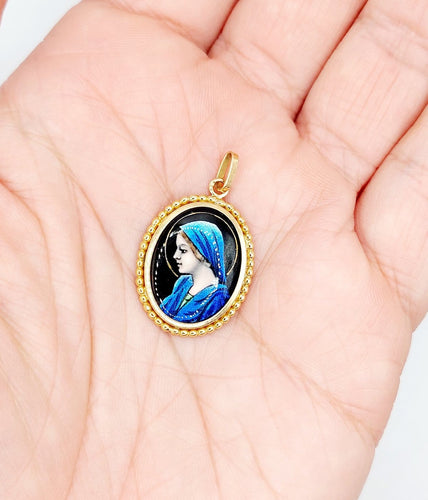 Pendentif Pendentif Art nouveau en or 18k avec plaque émaillée 58 Facettes A07464