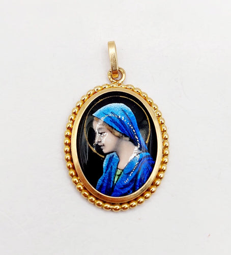 Pendentif Pendentif Art nouveau en or 18k avec plaque émaillée 58 Facettes A07464