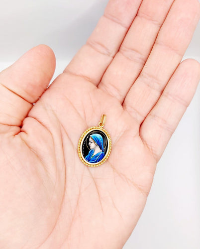 Pendentif Pendentif Art nouveau en or 18k avec plaque émaillée 58 Facettes A07464