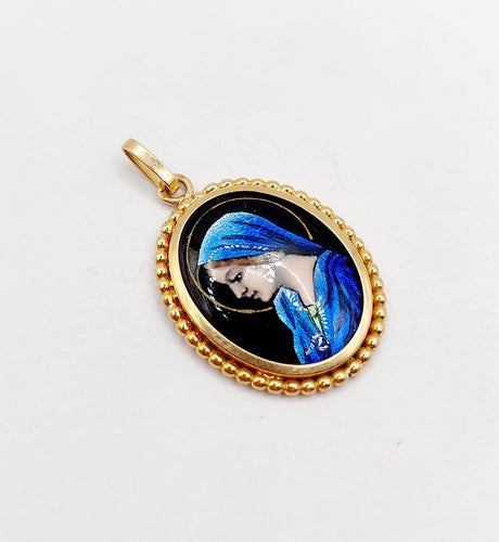 Pendentif Pendentif Art nouveau en or 18k avec plaque émaillée 58 Facettes A07464