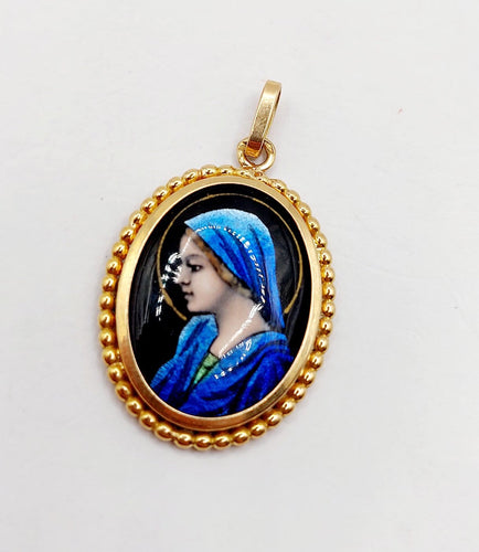 Pendentif Pendentif Art nouveau en or 18k avec plaque émaillée 58 Facettes A07464