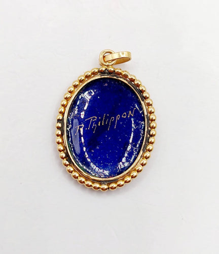 Pendentif Pendentif Art nouveau en or 18k avec plaque émaillée 58 Facettes A07464