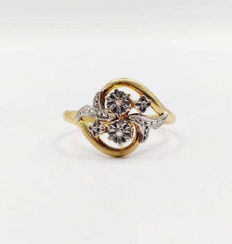 Bague 55.5 Bague toi et moi antique en or 18k et diamants taille rose 58 Facettes A07465
