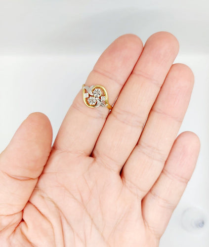 Bague 55.5 Bague toi et moi antique en or 18k et diamants taille rose 58 Facettes A07465