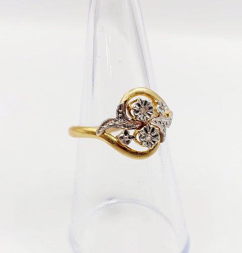 Bague 55.5 Bague toi et moi antique en or 18k et diamants taille rose 58 Facettes A07465