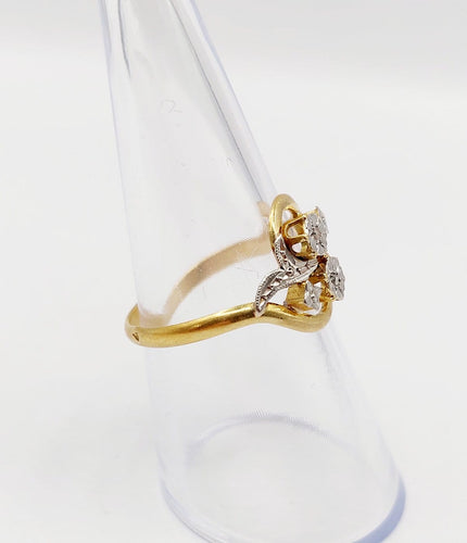 Bague 55.5 Bague toi et moi antique en or 18k et diamants taille rose 58 Facettes A07465