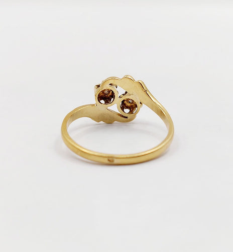 Bague 59 Bague toi et moi antique en or 18k et diamants taille rose 58 Facettes A07466