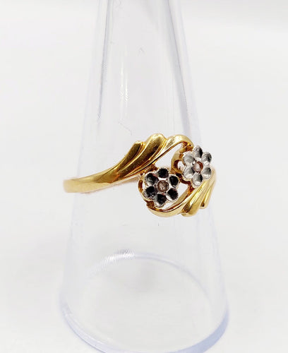 Bague 59 Bague toi et moi antique en or 18k et diamants taille rose 58 Facettes A07466