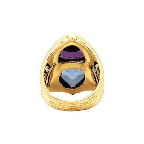 Bague 56 Bague Cœurs en or jaune, améthyste et topaze 58 Facettes 35754