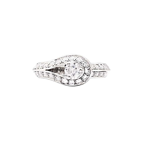 Bague 54 Van Cleef & Arpels Solitaire Couture - Bague en platine et diamants 58 Facettes 34944