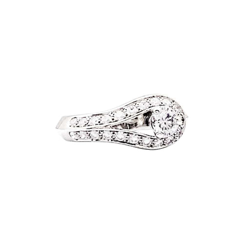 Bague 54 Van Cleef & Arpels Solitaire Couture - Bague en platine et diamants 58 Facettes 34944